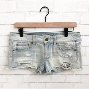 American Eagle AEO Distressed Light Jean Shorts